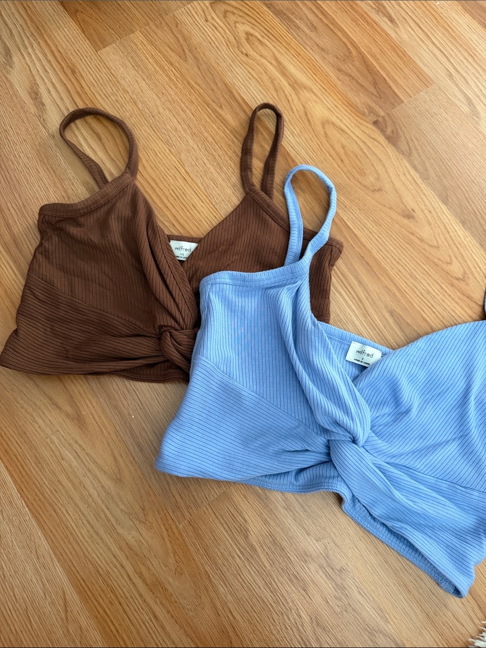 BUNDLE DEAL Wilfred Ribbed Twist Cami Set - Light Blue & Brown
